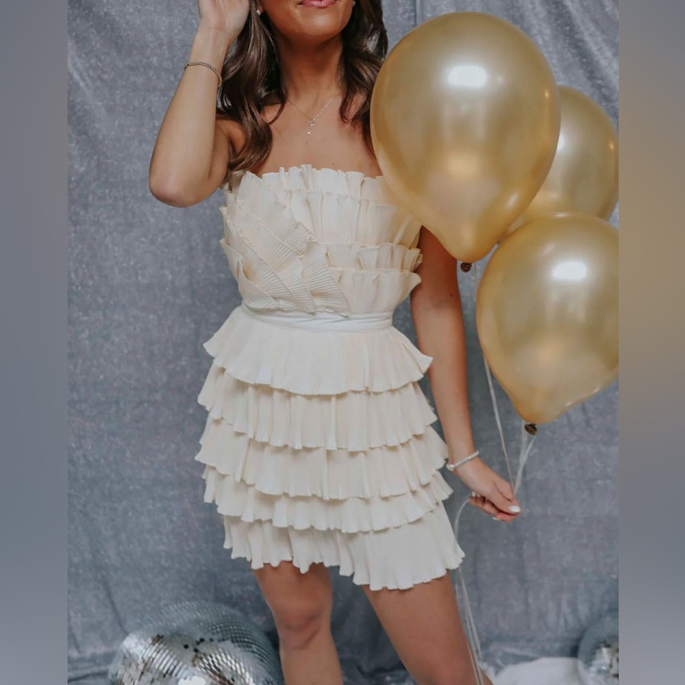 NWOT Cream Ruffle Mini Dress from The Post